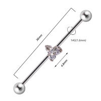 Piercing de titanio g23, 14g, Ópalo, Luna, flor, pendientes de tuerca, doble oreja, puente de oreja, joyería, 1 ud. - details 5
