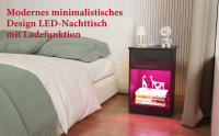 Rcynview Mesita de Noche LED Madera Resistente a Arañazos con 2 Puertos USB y 2 Enchufes - details 4