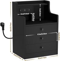 Rcynview Mesa de Noche Diseño Rectangular de Madera 45cm de Ancho 3 Cajones Estación de Carga USB - details 4