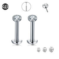 2 piezas ASTM F136, 20G, 16G, 2-4mm, Pin de empuje sin rosca, Labret Stud, titanio, Piercing para nariz, oreja, labio, joyería corporal - details 0