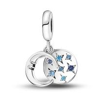 Abalorios de Plata 925 con Diseño de Cielo Estrellado Azul, Estrellas y Luna, Compatibles con Pulseras de Plata 925 Originales, para Fabricación de Joyería DIY para Mujer - details 0
