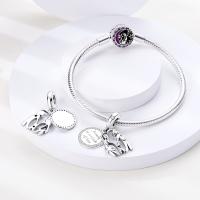 Encantos de Serie Zirconia de Plata Esterlina S925 100% Real para Mujeres Joyería Fina de Cumpleaños Ajuste a Pulsera y Bangle de 3mm - details 47