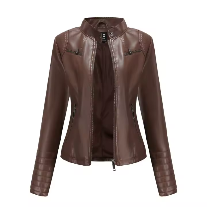 Chaqueta de cuero de imitación para mujer, abrigo de motociclista de moda, ropa de primavera y otoño - 1