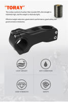 TOSEEK MTB/Road Bicycle Carbon Stem -12 Degree Bike 28.6mm Handlebar Stems 70/80/90/100/110/120mm Black Matte Bicycle Parts - details 1