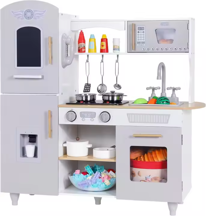 Homfa Juego de cocina de madera para niños pequeños, regalo de cocina de juguete para niños y niñas, mayores de 3 años - 1