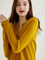 LINY XIN Women's Crew Neck Cardigan Sweater 100% Merino Wool Spring Fall Lightweight Soft Long Sleeve Knitted Coat - details 34