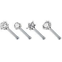 Juego de pendientes de acero quirúrgico para piercing de nariz, conjunto de anillos cuadrados para piercing en forma de l, Estrella real, 4 piezas - details 14