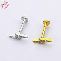 Pendientes de plata de ley 925 con diseño de flor para mujer, aretes de 2 piezas, Piercing de hilo de 16G, joyería fina de boda de oro de 18K - details 2