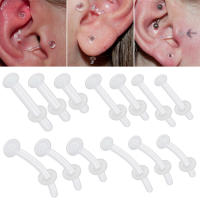Retenedores de cristal transparente para Piercing de nariz, 2 piezas, retenedores para tabique, tachuelas flexibles para labio, oreja, nariz, lengua, anillo, cartílag para pezones - details 0