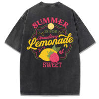 Camiseta de Algodón Veraniego Diseño de Fresa Limón Top Casual Suelto para Mujeres Moda de Verano - details 28