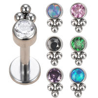 Tachuelas de titanio para oreja, conjunto de 3 bolas roscadas con bisel CZ, superior, Labret, labio, Piercing para cartílago de la oreja, joyería para Tragus, 1PcG23 - details 0