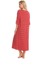 Bata larga con cremallera para mujer, ropa de dormir de longitud completa con bolsillos, camisón de manga 3/4, bata de baño - details 34