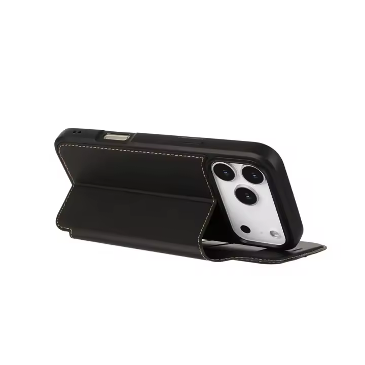 Funda de Cuero Lisa con Tapa para iPhone 17 Pro Max 16e 17Air 16 Pro 15 Plus 14 13, Magnética, con Ranura Doble para Tarjetas, Soporte, Cubierta de Lujo - 1