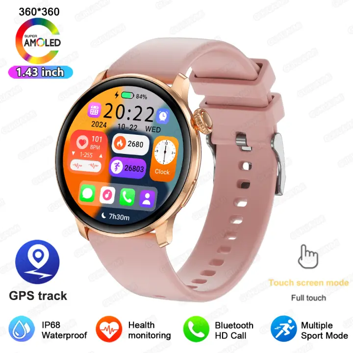 Nuevo reloj inteligente a la moda para mujer, pantalla AMOLED, frecuencia cardíaca, sueño, recordatorios de salud, más de 100 diales personalizados, múltiples modos deportivos, reloj inteligente con llamadas Bluetooth para Android iOS - 1