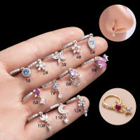 Pendientes de estilo coreano para mujer, aros con colgante inferior, Luna, ojo, hueso de la oreja, Piercing clásico, joyería corporal, 2 unidades - details 1