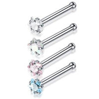 Juego de pendientes de acero quirúrgico para piercing de nariz, conjunto de anillos cuadrados para piercing en forma de l, Estrella real, 4 piezas - details 26