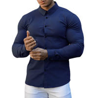 Camisa lisa de manga larga para hombre, ropa deportiva superajustada, informal, a la moda, para negocios y eventos sociales - details 12