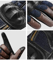 Guantes de motocicleta de cuero genuino para hombres, protección de puño, ajuste a prueba de viento, transpirable - details 6