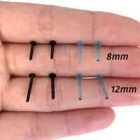 Piercing para la nariz con forma de I & L, tachuelas invisibles para el cartílago de la nariz, transparente, azul claro, 8/10/12mm, 2 piezas - details 1