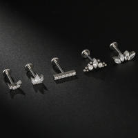 Pendiente de titanio G23 para Piercing de oreja, joyería para cartílago, Labret, tornillo de labio, Parte posterior plana chapada en oro, 1 unidad, F136 - details 1