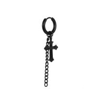 Pendiente de aro con plumas cruzadas para mujer, Piercing de acero inoxidable, con Clip, estilo hip pop, Punk, CZ, magnético, 1 par - details 8