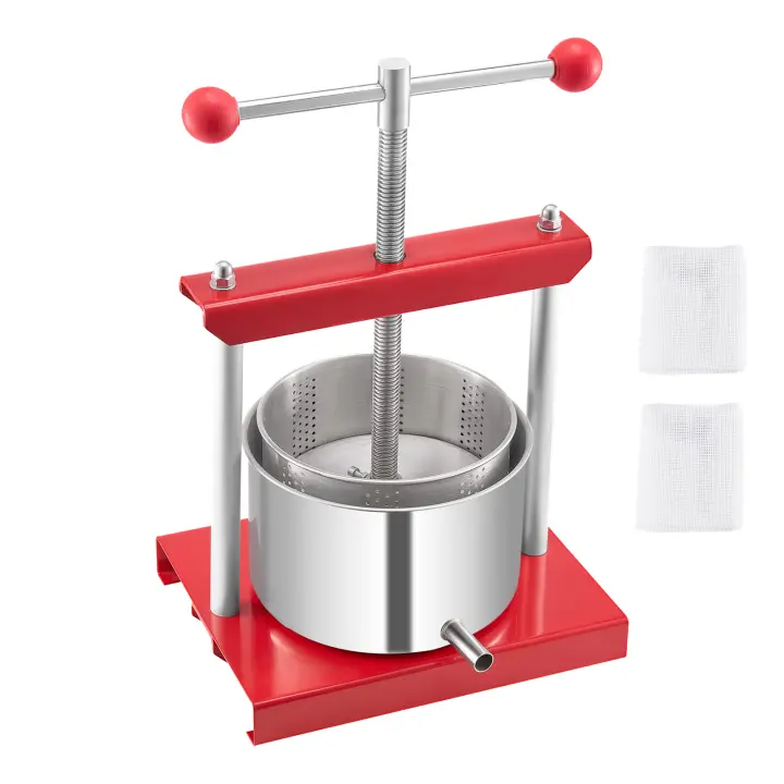 SucceBuy Prensa Manual para Vino de Frutas de 0,8 Gal/3L, Barriles Dobles de Acero Inoxidable, Exprimidor para Sidra, Manzana, Uva, Miel - 1