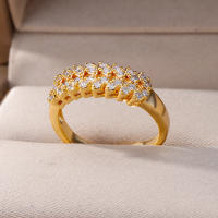 Anillos abiertos de circonio de acero inoxidable de Color dorado para mujer, estética clásica, uso diario, anillo abierto ajustable, regalo de joyería de vacaciones - details 4