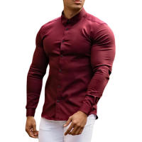 Camisa lisa de manga larga para hombre, ropa deportiva superajustada, informal, a la moda, para negocios y eventos sociales - details 11