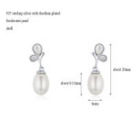 Crace-pendientes de plata de ley 925 para mujer, joyería con forma de mariposa, perlas de agua dulce en forma de lágrima - details 3