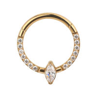 Anillos de aro de segmento con bisagras centrales de piedra Marquesa, Clicker, Labret, Piercing para Tragus de oreja, lado de titanio, CZ, G23 - details 5
