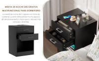 Rcynview Mesa de Noche de Metal con Luz LED Diseño Moderno con 2 Cajones - details 6