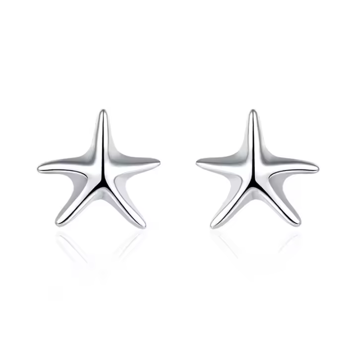 Pendientes de tuerca de Estrella de Plata de Ley 925, joyería de encanto - 1