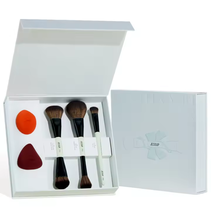 Jessup-Juego de brochas de maquillaje con esponja, 3/7 piezas, doble cara, base, colorete, sombra de ojos con caja de regalo - 1