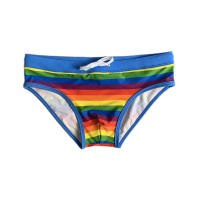 Jessborn calzoncillos de baño para hombre, bañador sexy de cintura baja con estampado de arcoíris, secado rápido - details 5