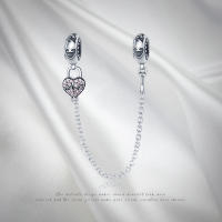 Cadena de Seguridad de Amor en Forma de Corazón de Pandach S925 Plata Esterlina para Mujeres con Colgante de Joyería Ajuste de Pulsera Pedra Principal de Zirconio - details 15