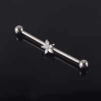 Piercing de titanio g23, 14g, Ópalo, Luna, flor, pendientes de tuerca, doble oreja, puente de oreja, joyería, 1 ud. - details 28