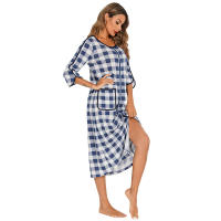 Bata larga con cremallera para mujer, ropa de dormir de longitud completa con bolsillos, camisón de manga 3/4, bata de baño - details 50