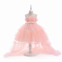 Summer Pink Trailing Lace Baby Girl Dress Toddler 1st Birthday Party Princess Dresses for Girl Formal Puffy Wedding Gown Vestido - details 30