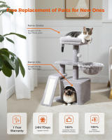 Árbol para gatos pequeño 2 en 1 con poste rascador, rascadores para gatos, condominio para gatitos, accesorios para gatos - details 1