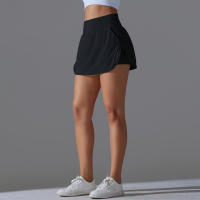 Falda de Yoga Hamidou Secado Rápido, Elasticidad, Doble Capa, Color Sólido para Tenis, Correr, Actividades Deportivas - details 11