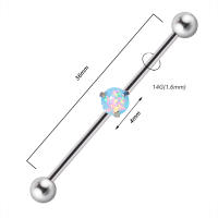 Piercing de titanio g23, 14g, Ópalo, Luna, flor, pendientes de tuerca, doble oreja, puente de oreja, joyería, 1 ud. - details 16