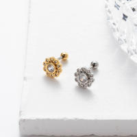 Anillo de barra de labio Labret, extremo de bola, borla, ala, 20G, flor de cristal, Cruz, CZ, cartílago, Tragus, hélice, Piercing, pendientes planos, 2 piezas - details 5