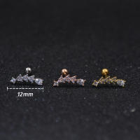 2PcsFashion gran circón ala cartílago pendiente para las mujeres piercing 1,0x6mm tragus Torre lóbulo de la oreja de helix piercing joyas - details 3