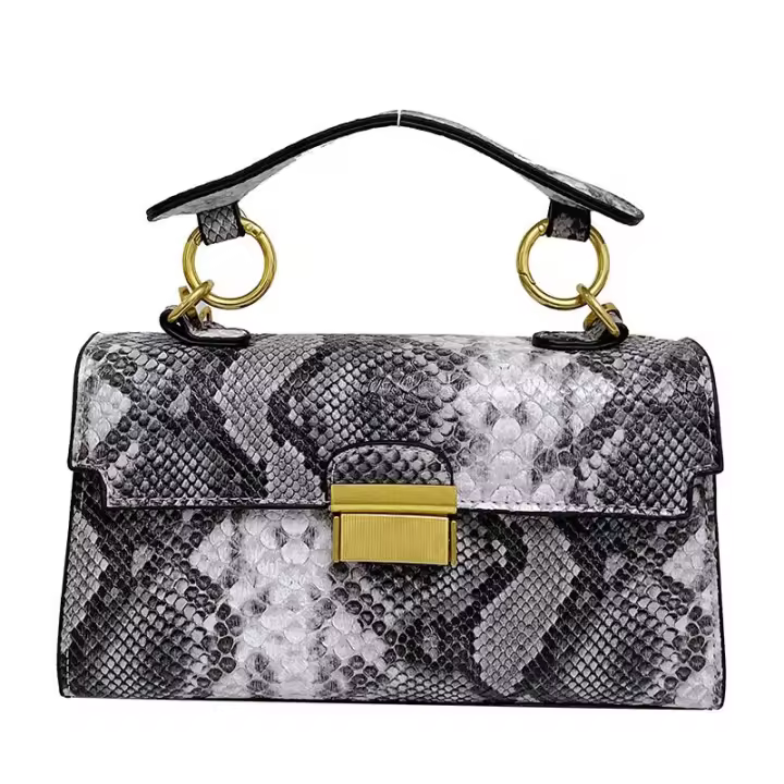 Elegante Bolso de Mano de Cuero PU Patrón de Piel de Serpiente Impermeable, Resistente al Desgaste - 1