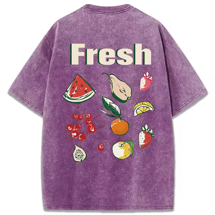 Camisetas Deportivas de Verano Suaves y Cómodas Estampados de Frutas Frescas Cuello Redondo - 1
