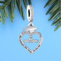 Cuentas de plata 925 con forma de corazón, accesorio con certificado de graduación, compatible con pulsera FINA Original, regalo de joyería de Graduación - details 0