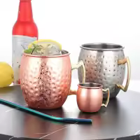 Taza de cobre puro de 500ml, Mule de Moscú engrosada, taza de mula de Moscú, taza de acabado suave martillado, taza de mulas, cócteles, café, cerveza - details 0