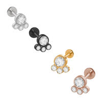 Pendiente de gota de acero quirúrgico para mujer, Piercing de hélice Tragus, pendiente de cadena de perca de oreja, pendiente de cartílago de lóbulo Rook, bola larga, lustre, 1Pc - details 5
