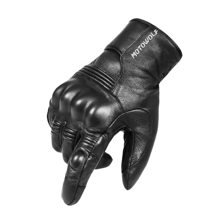 Guantes de cuero Real para motocicleta, impermeables, a prueba de viento, cálidos, transpirables, táctiles, para invierno y verano - 1