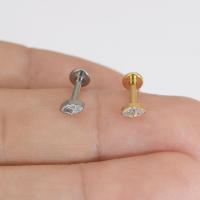 Piercing de titanio G23 para el cuerpo, accesorio con forma de serpiente, abeja, pluma, labio, cartílago, Labret, oreja, lengua, Helix, roscado, joyería, 1 ud. - details 6